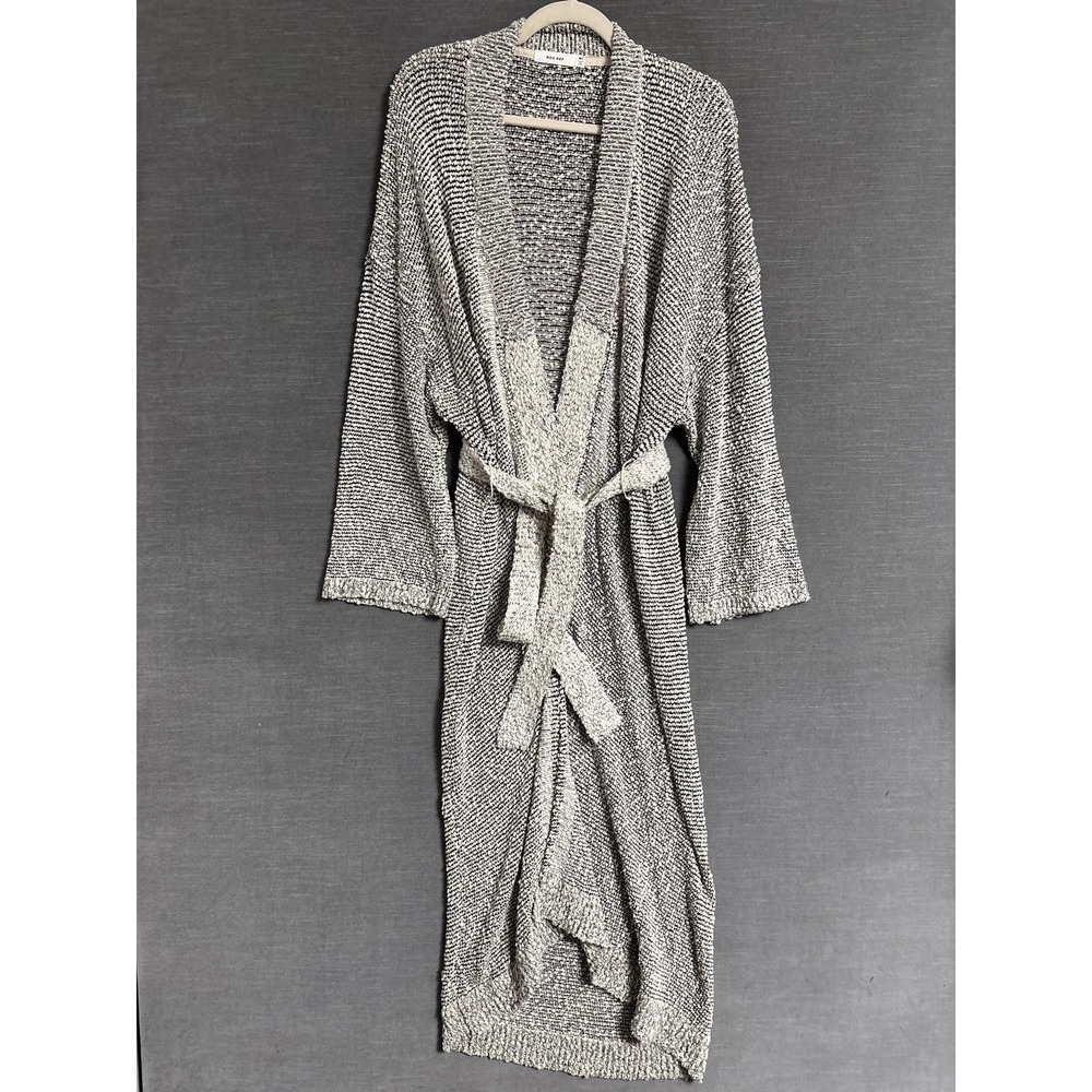 MOD REF Cardigan Sweater‎ M/L Cream Black Knit Belted Duster Cozy Maxi Leisure